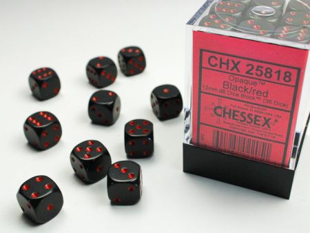 Opaque Black red 12mm d6 Dice Block (36 dice) Online now