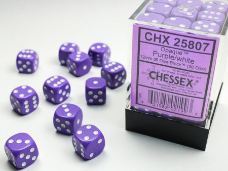 Opaque Purple white 12mm d6 Dice Block (36 dice) Fashion