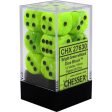 Vortex: Bright Green Black 16mm D6 Dice Block (12 Dice) Online Hot Sale